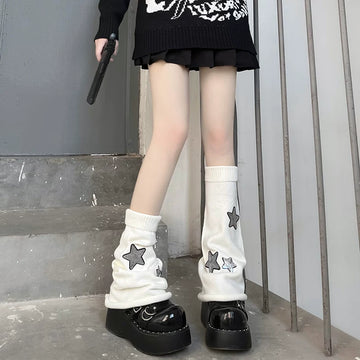 Floral Milk Cat - Star Patch - Leg Warmers with Sequin Star Details