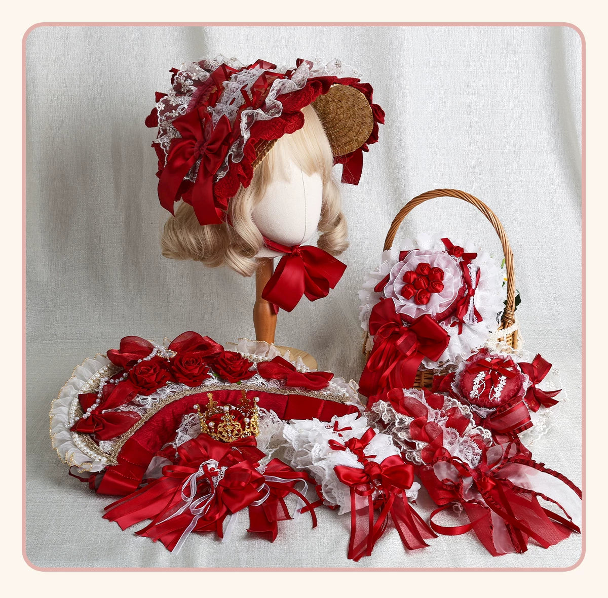 Stardust Rose - Rose Bow Collection - Headwear with red rose motifs