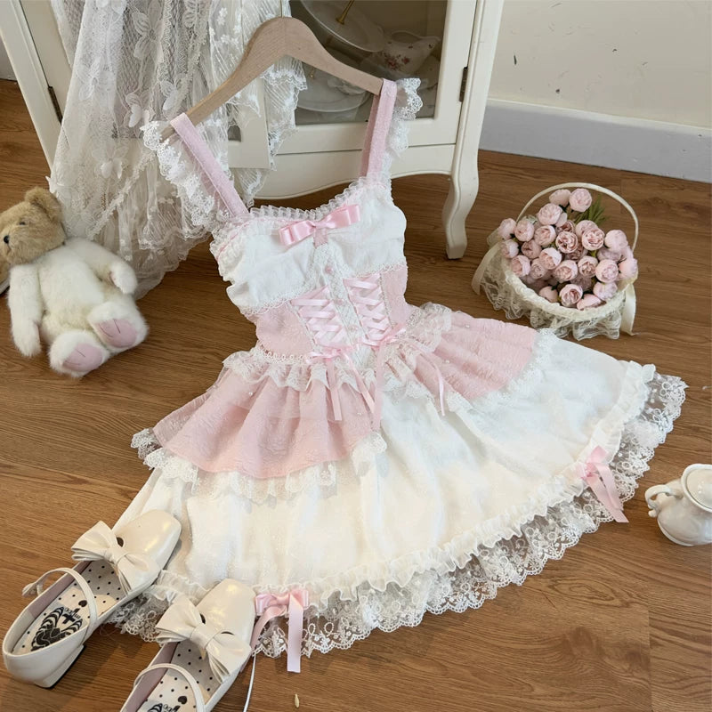 Lady Han Lolita Fufu Ballet Bridal JSK dress featuring elegant ballet-inspired design and delicate fabric details.