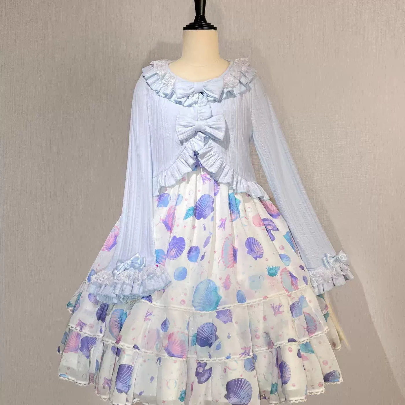 Sweetheart Dream Machine - Ribboned Ruffle - Short Shawl Coat with Ruffled Collar