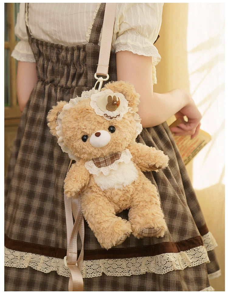 LambGuli - Little Bear Guli - Plush Bear Bag with Lace Trim