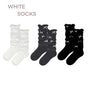White + dark gray + black, 3-pair set / One Size