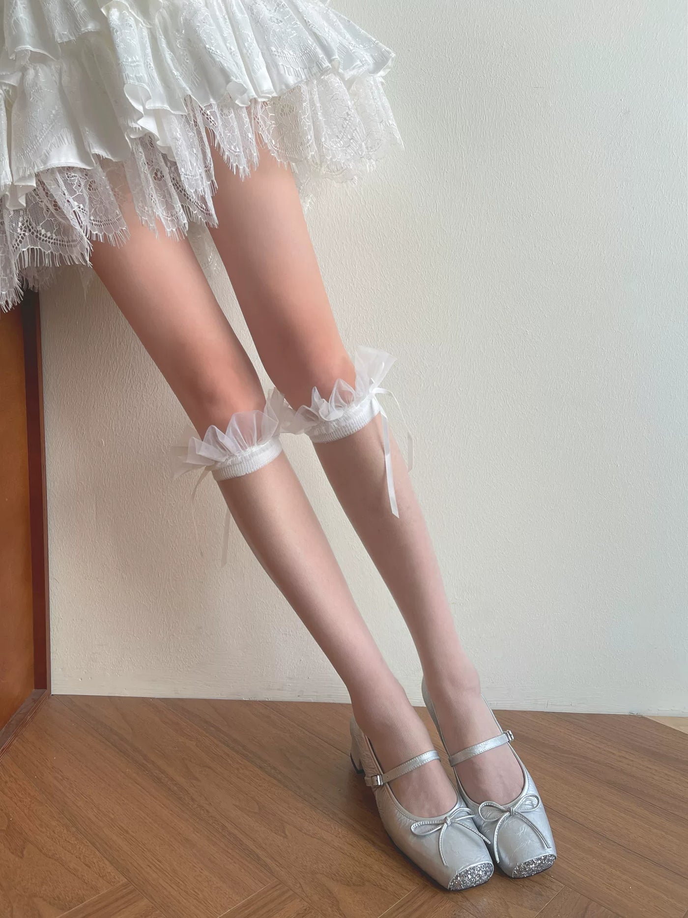 Sock Noble - Cloud Ruffle - Mid-Calf Slouch Socks with Cloud-Like Ruffle Trim