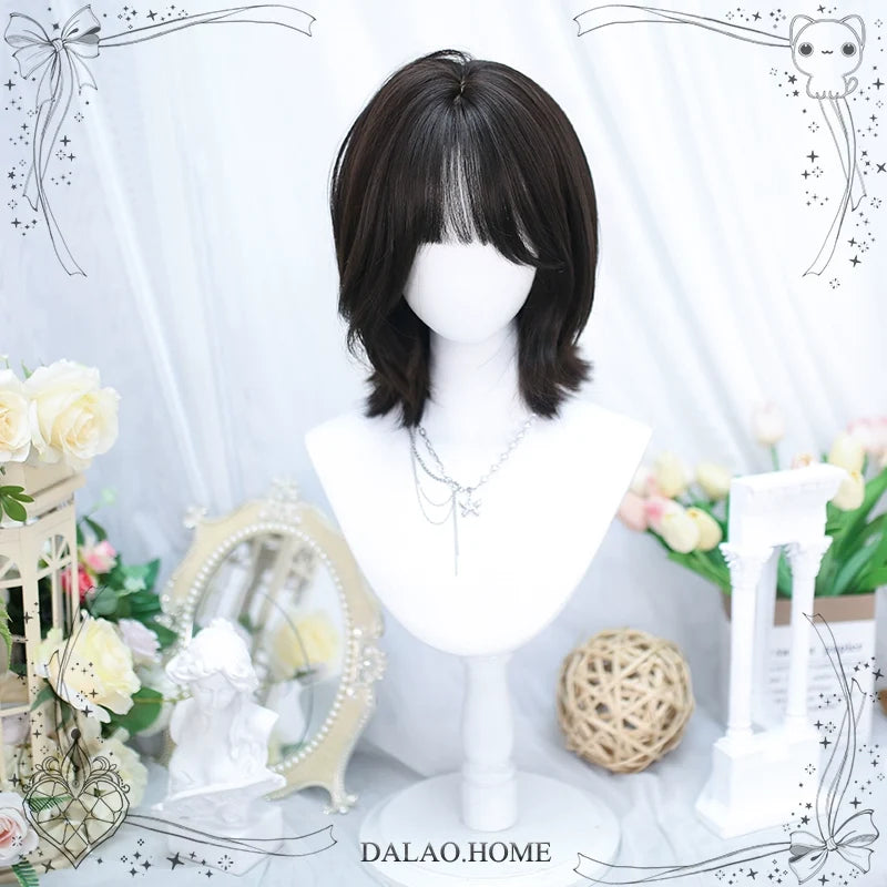 Dalao Home - Daily Short Lolita Wig With - French-Style Shoulder-Length Wavy Wig