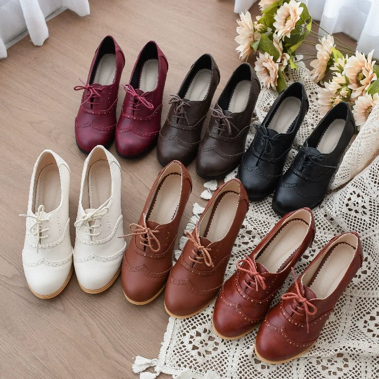 Sentaro - Retro Lolita Heel Shoes Handmade - Perforated Strap Leather Shoes Shoes