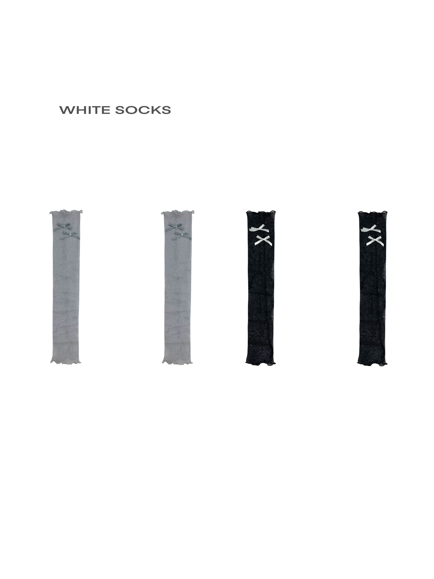 White Socks - French Bow - Sheer Mesh Calf Leg Warmers with Bow Accents