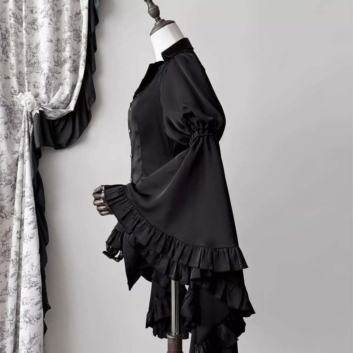 Sweetheart Dream Machine - Ruffle Cascade - V-Neck Blouse with Tiered Ruffle Sleeves
