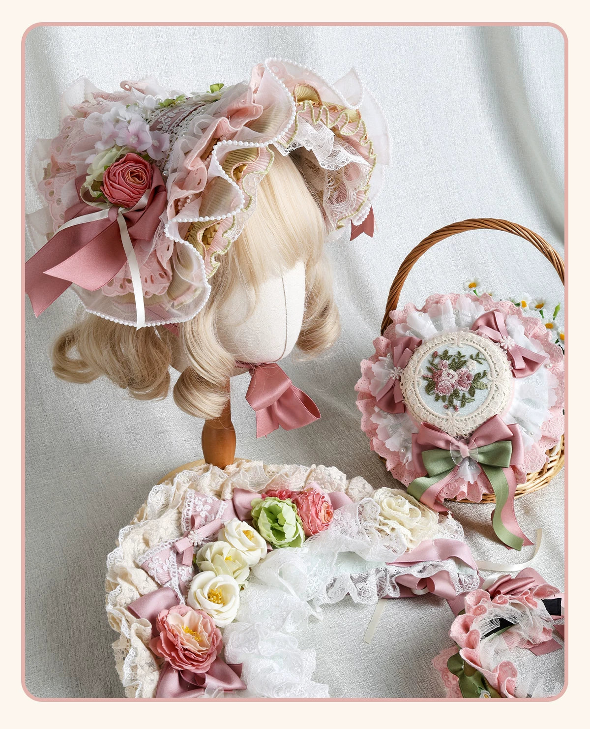 Stardust Rose - Garden Bouquet - Floral Hat and Headband Selection