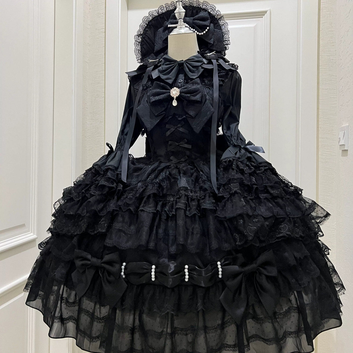 White Sugar Girl - Dream Prelude - Doll-Style JSK Dress with Layered Lace Ruffles - option image