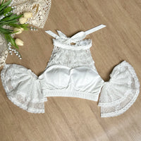 With PUJI - Early Morning on the Seine - Lolita Top, Detachable Styling - White Inner Layer + Sleeves 2-piece set (white inner layer + white sleeves) Early Stock / S