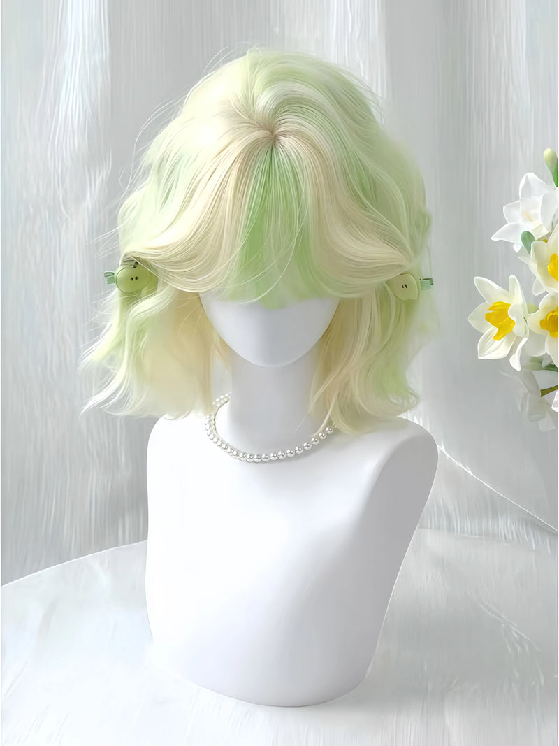 Green Apple platinum-to-green short curly wig - view 4