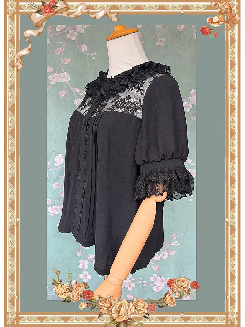 Infanta - Frosted Fruit - Short-Sleeve Lace Yoke Blouse