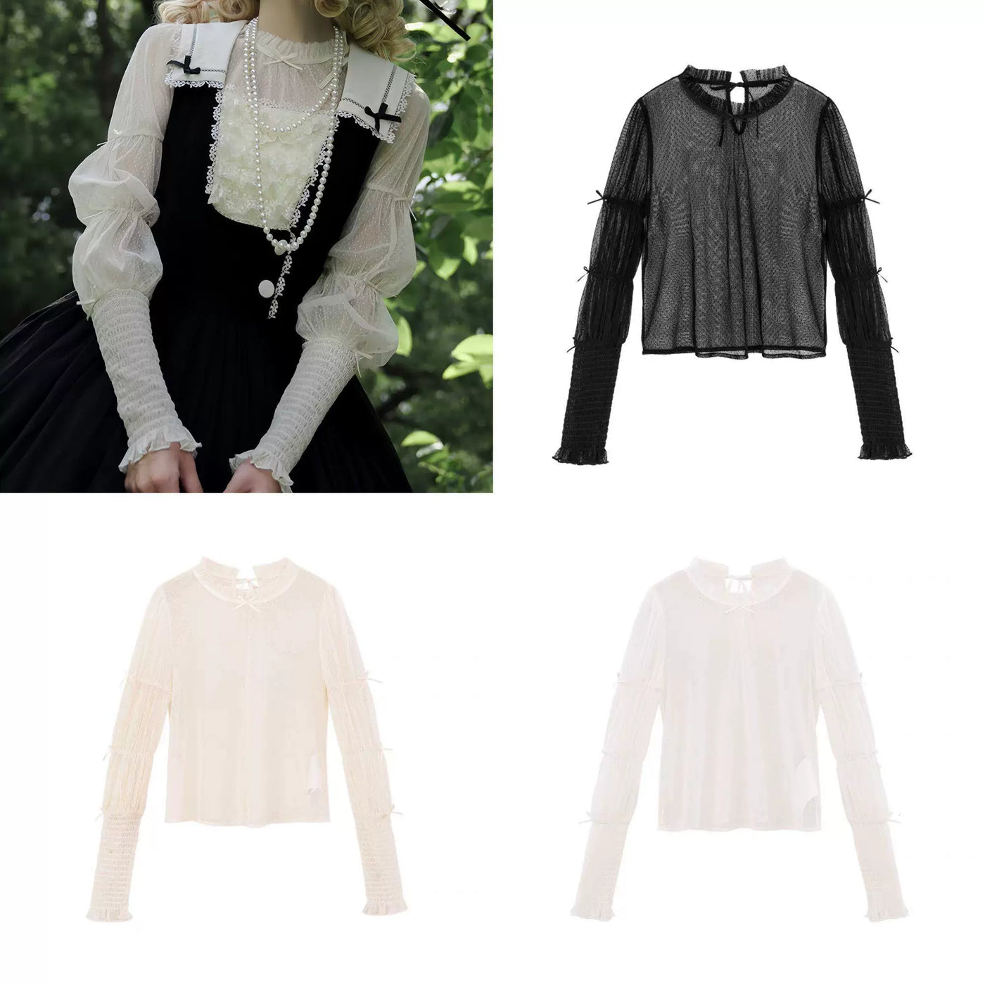 Sweetheart Dream Machine - August Night - Dotted Mesh Inner Layer with Leg-of-Mutton Sleeves