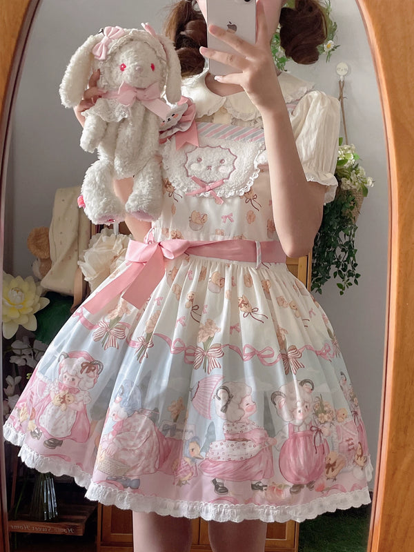 Yueele - Pink Garden - Plus-Size Lolita Outfit Set - front view