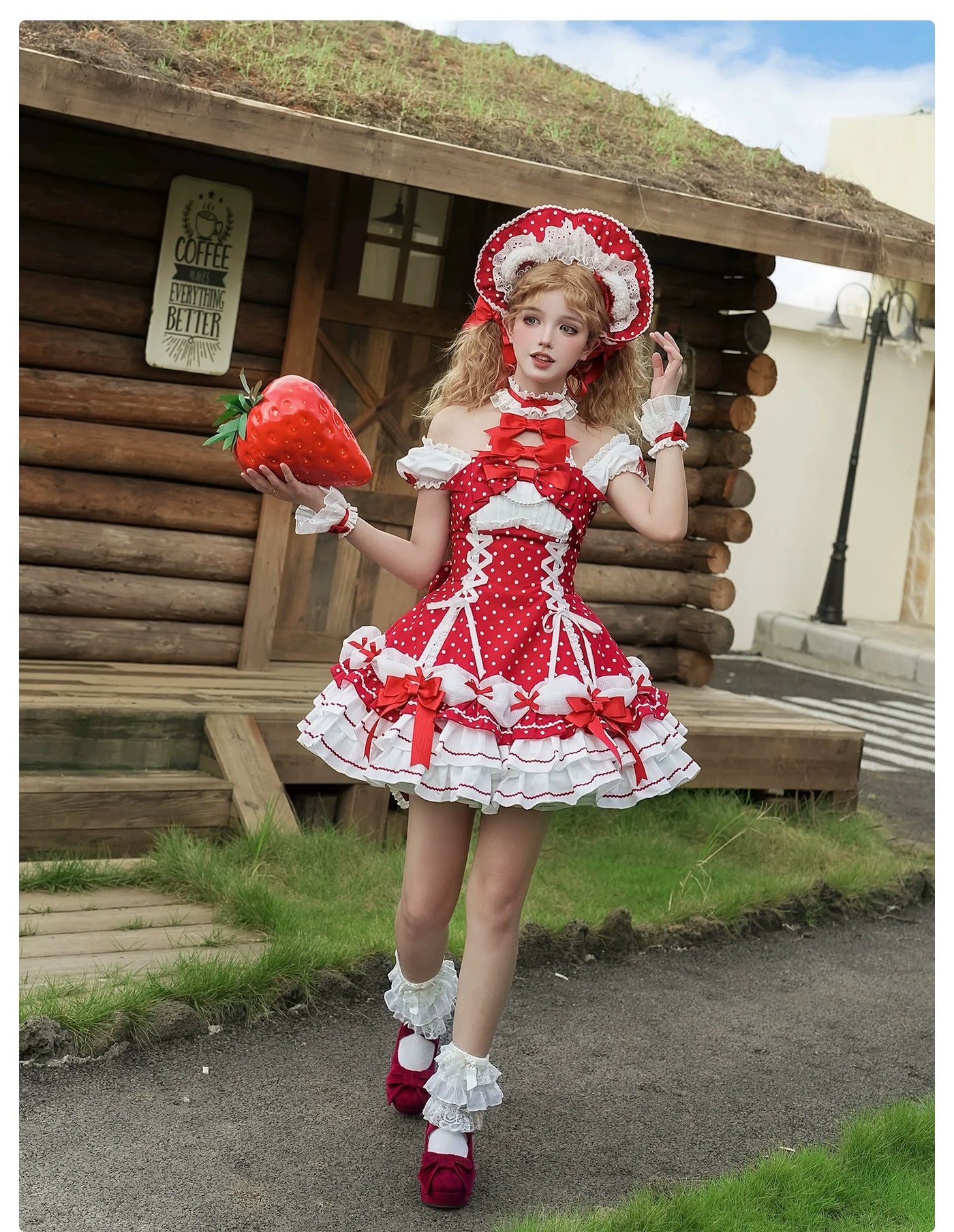 Alice Girl - Old School Lolita Halter Neck OP - Dress, Polka Dot Accent OP Dress