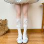 Panelled cord-threaded blue mid-short socks / One Size
