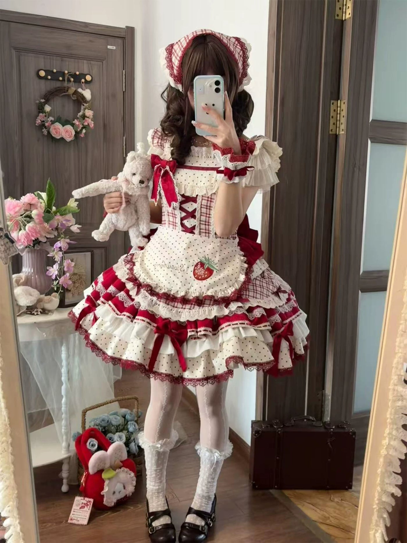 Dream Bunny - Strawberry Sweetheart - JSK Dress Set with Gingham Apron