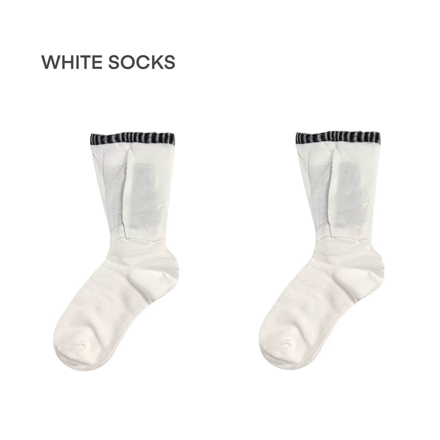 White Socks - Monochrome Stripe - Mid-Calf Slouch Socks with a Faux-Layered Finish