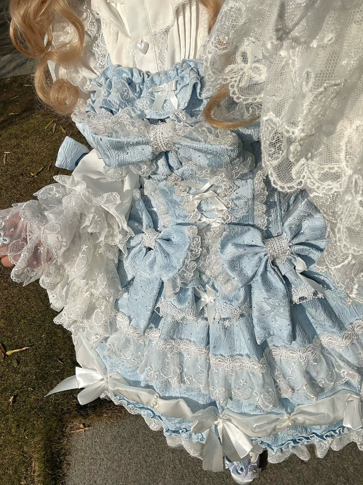 Hello Princess Lolita - Tajiya - Plus-Size Lolita Dress with Layered Lace Trim – detail view 4