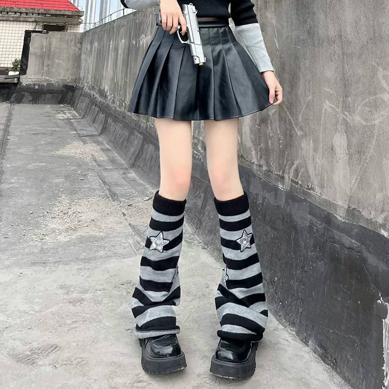 Floral Milk Cat - Star Patch - Leg Warmers with Sequin Star Details