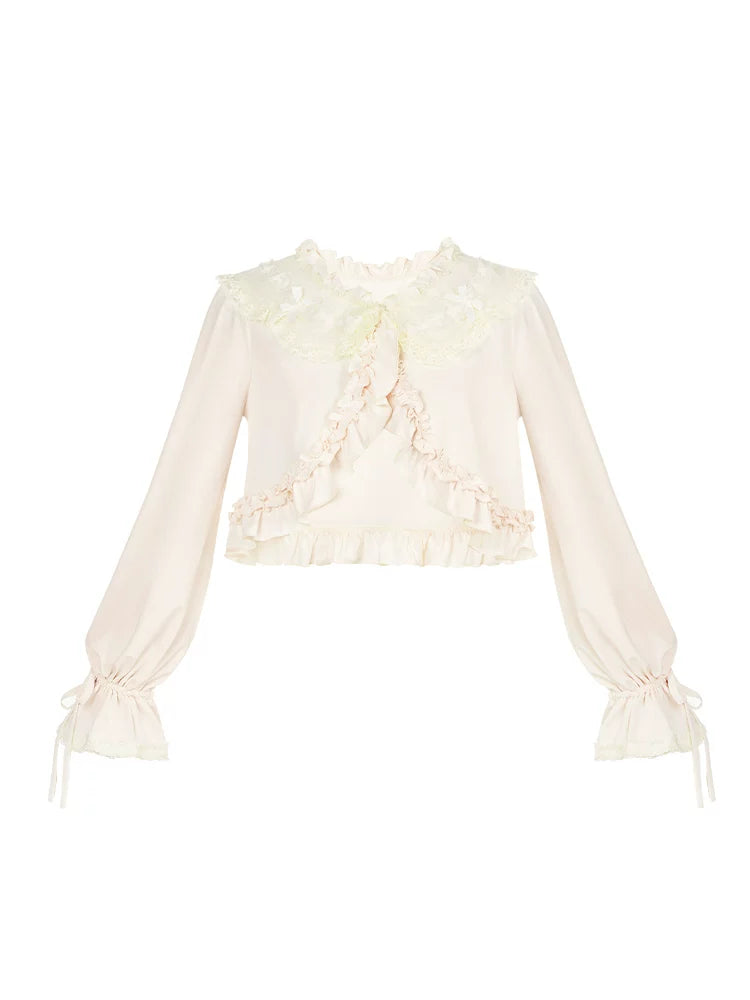 With PUJI - Half Summer - Sweet Lolita Sun Protection Bolero, Lace & Bow detail view 5
