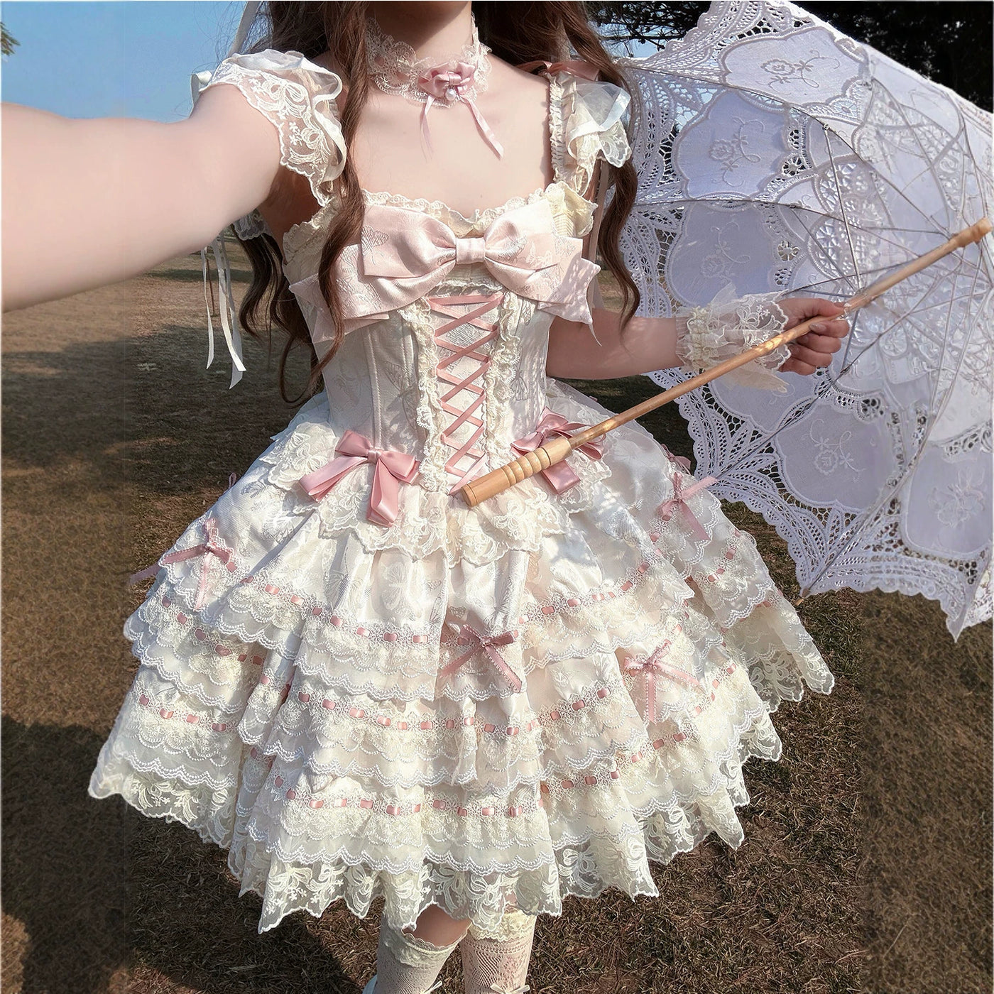 Creamy - Flower Bride - JSK Dress with Layered Lace