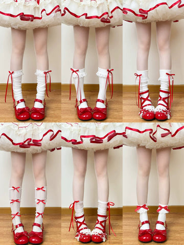 Chubby Bear Tales - Red Ballet Collection - Socks Collection with Lace, Ribbons and Bows
