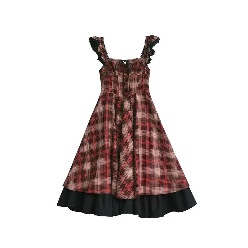 HuTaoMuJK - Madeleine - Classic Lolita JSK suit with plaid accents, blouse and coat options