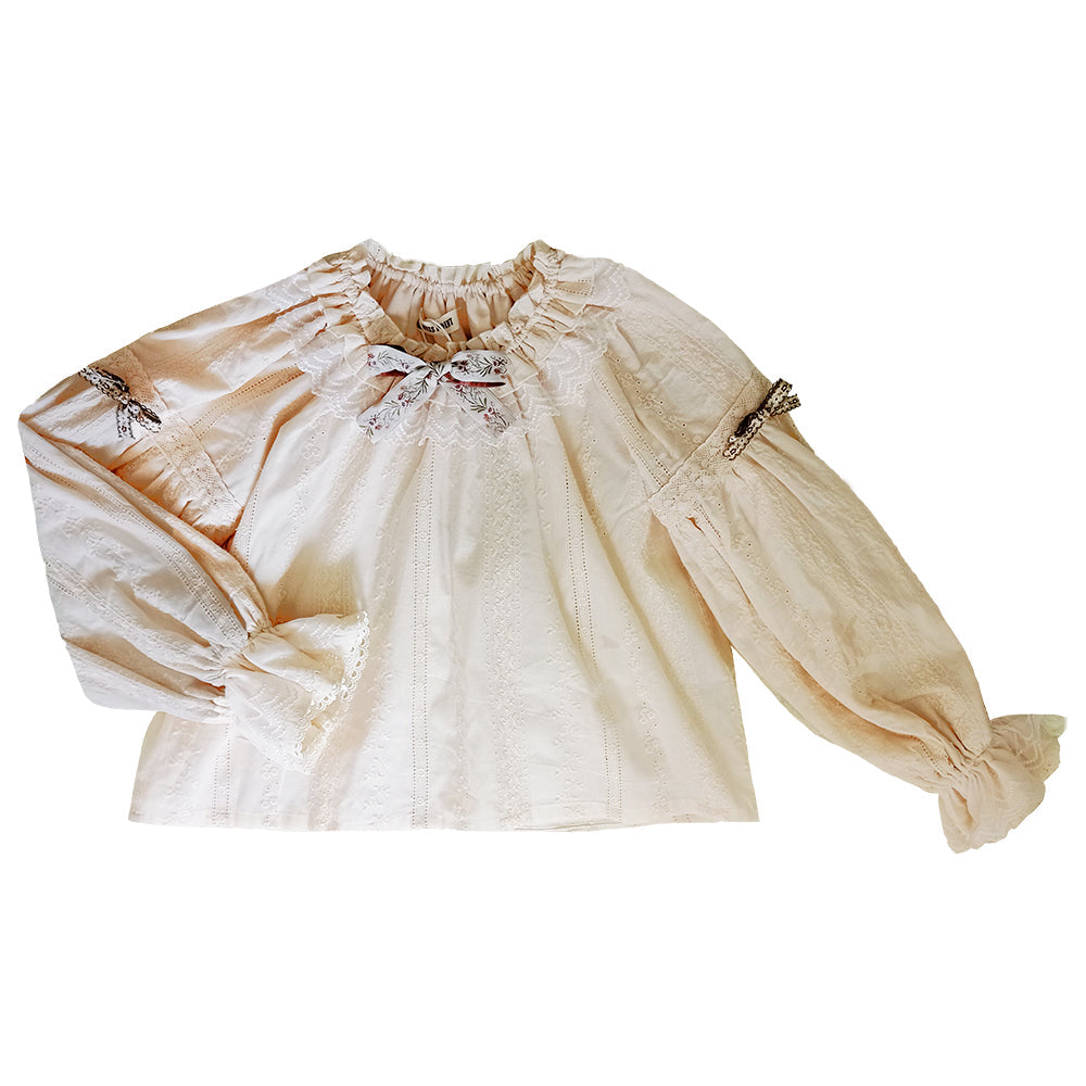 Rich Hymn - Lolita Bavarian Cotton Embroidered Blouse One Size ivory color