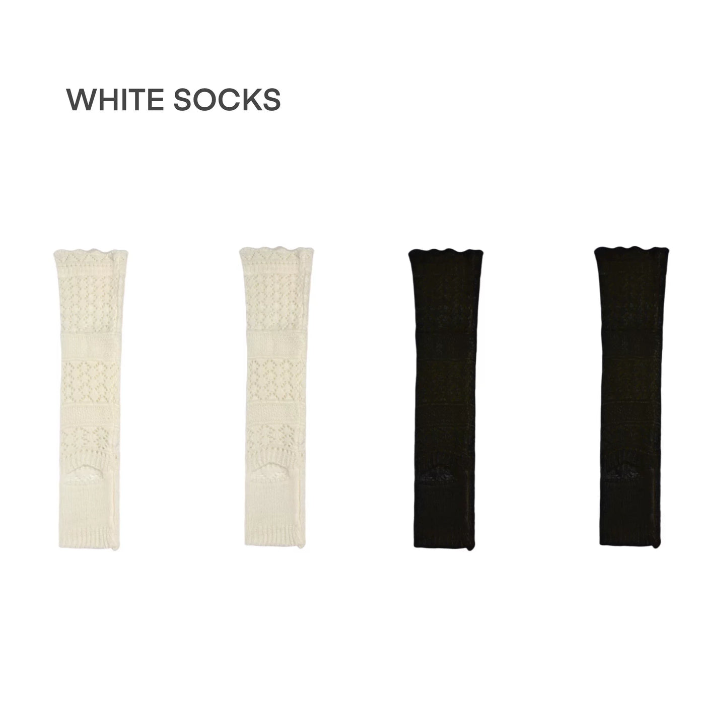 White Socks - Openwork Knit - Scrunched Calf Leg Warmers
