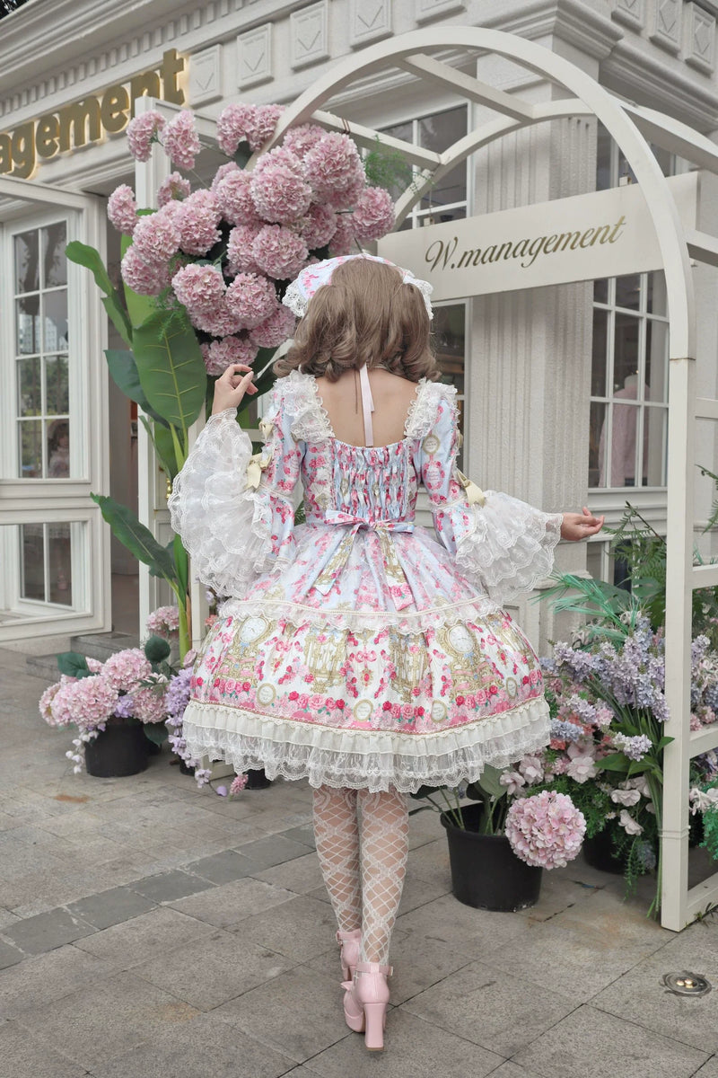 Sugar Girl - Rose Garden Prelude - Sweet Lolita OP Dress, Floral Printed