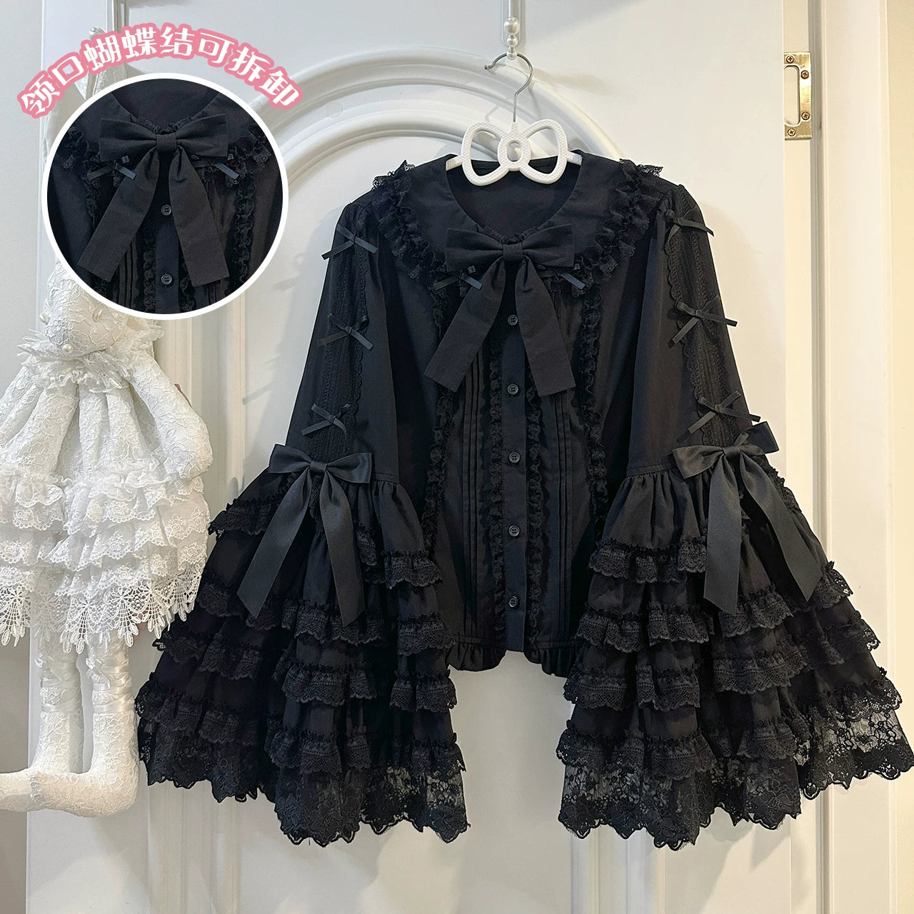 Spring Sakura - Cotton Princess-Sleeve Lolita Blouse - detail view 8