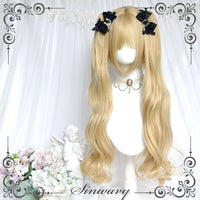 Sinwavy - Magic Box Long Curls - Gold 60cm twin ponytail wig - Platinum blonde short wig + ponytails - set