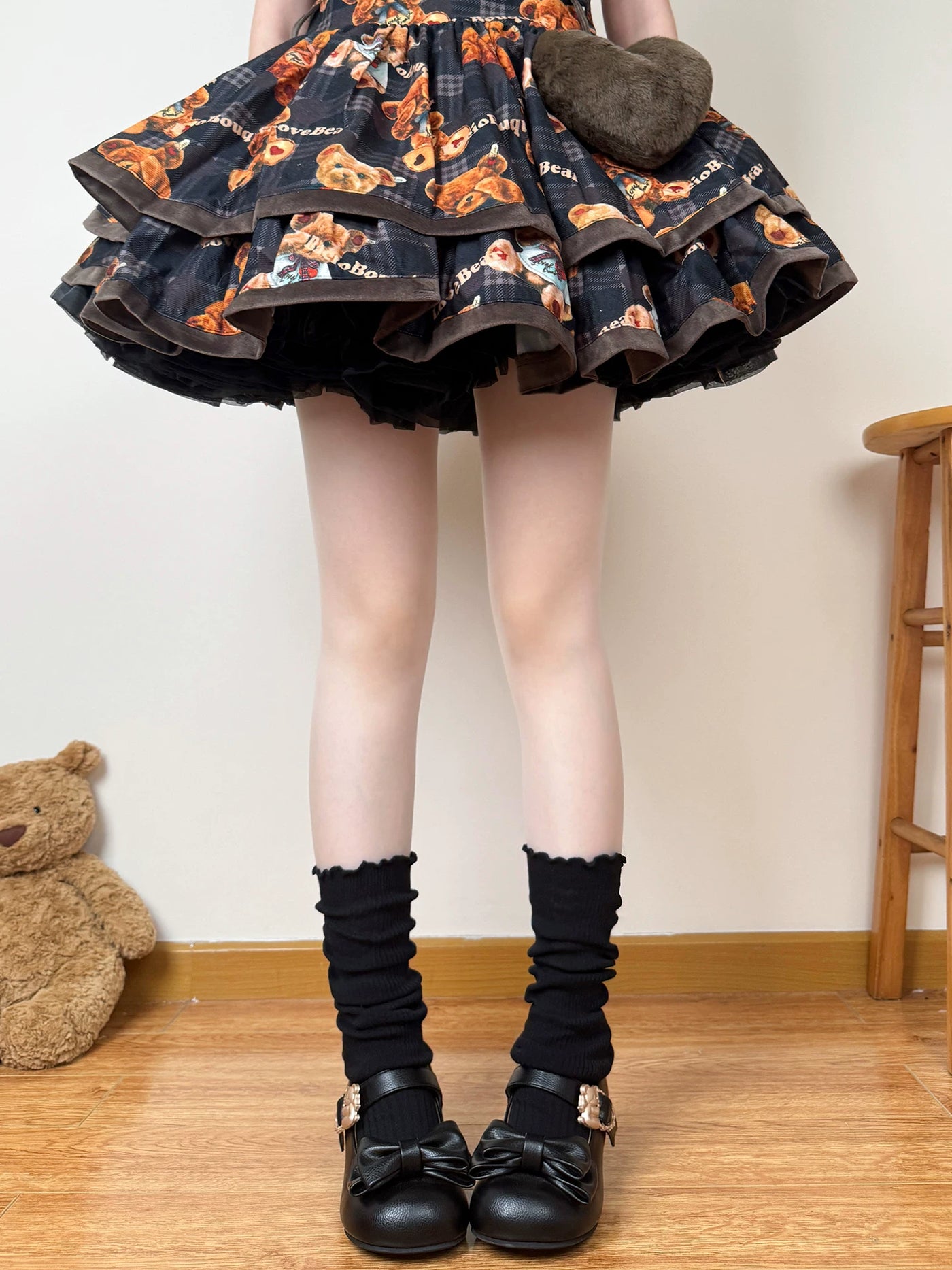 Chubby Bear Tales - Antique Doll - Thin Mid-Calf Socks with a Slouchy Ruched Shape