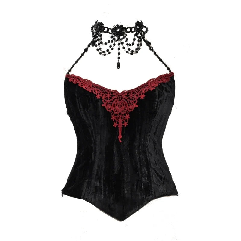 Blood Supply - Duchess - Gothic Lolita dress set with a velvet halter camisole