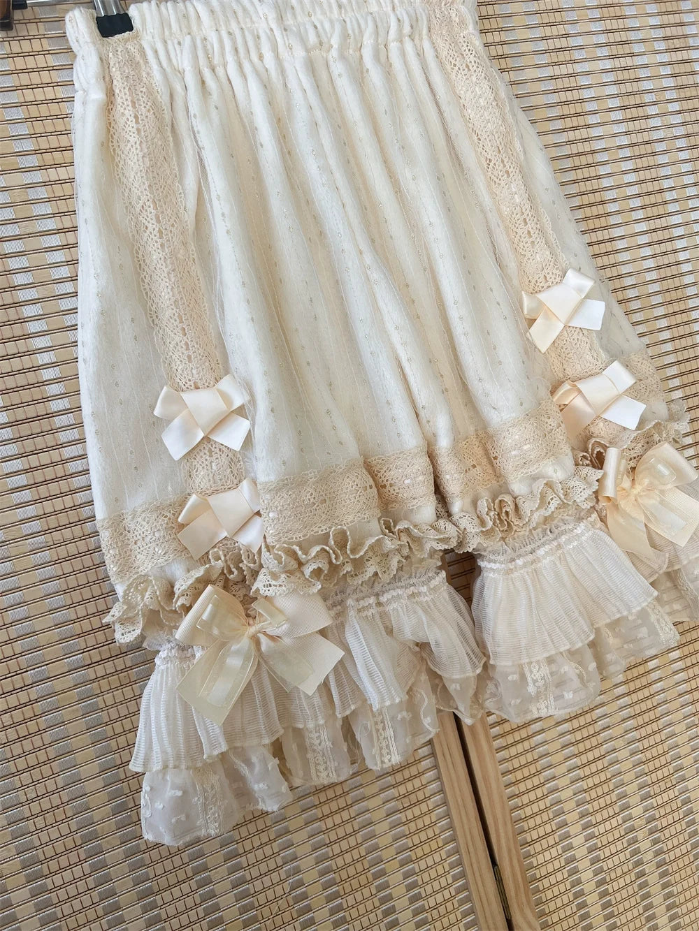 Ilovexiaolu - Coral Fleece & Cotton Styles - Lolita Bloomers with Ruffled Leg Openings and Bows - product detail 4