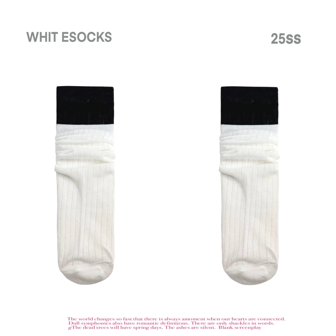 White Socks - Ballet Rib - Mid-Calf Socks with Double-Rib Contrast Cuffs