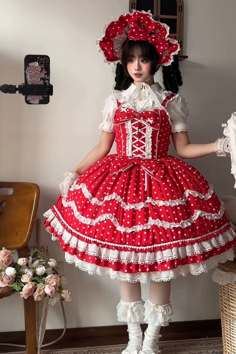 Tata Long Ear - Polka Dot Baileys - Polka dot Sweet Lolita JSK