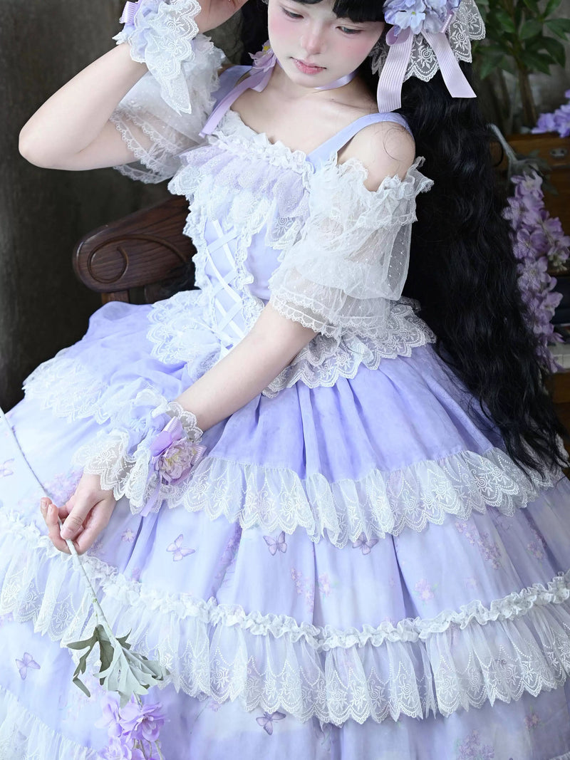 Jiujiu Original - Classical Lolita Lavender Coord - Tiered lace dress