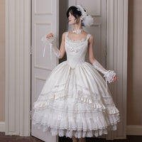 Two Country Cats - Rose Promise - JSK with Lace and Bow Details - Light Pink / S / Full Set FS