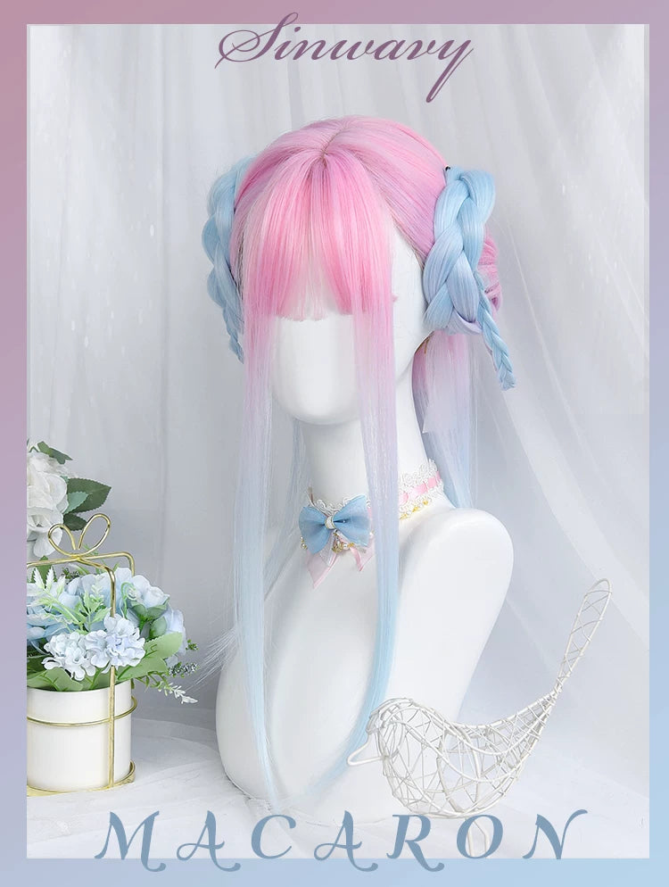 Sinwavy pink-blue gradient straight wig - view 6