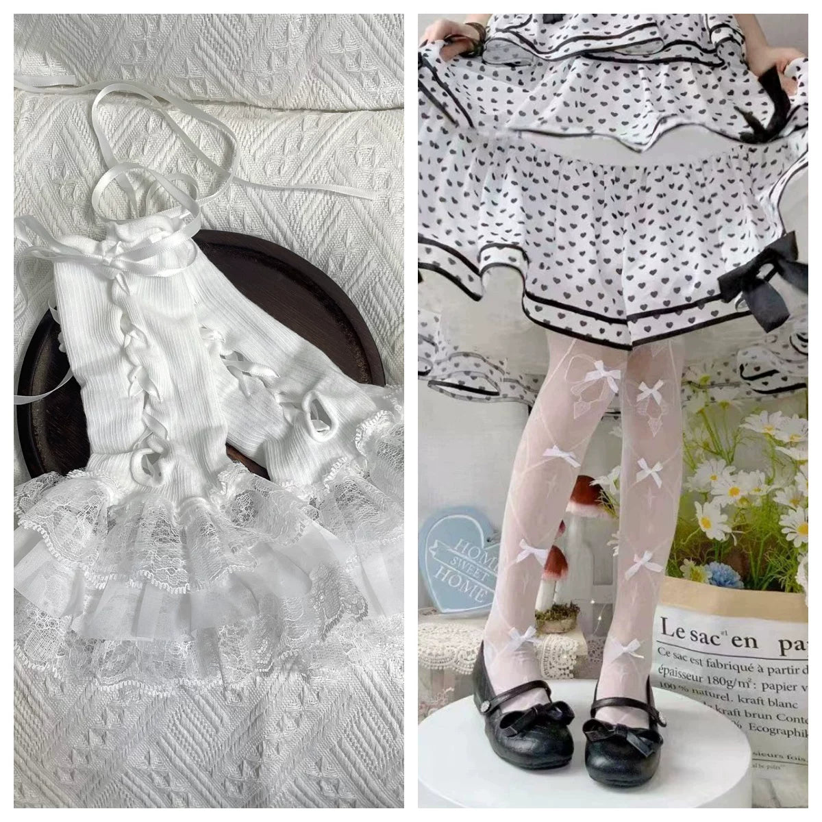 Fantasy Doll - Ribbon Lace-Up - Lace-Trimmed Arm Sleeves with Ribbon Ties
