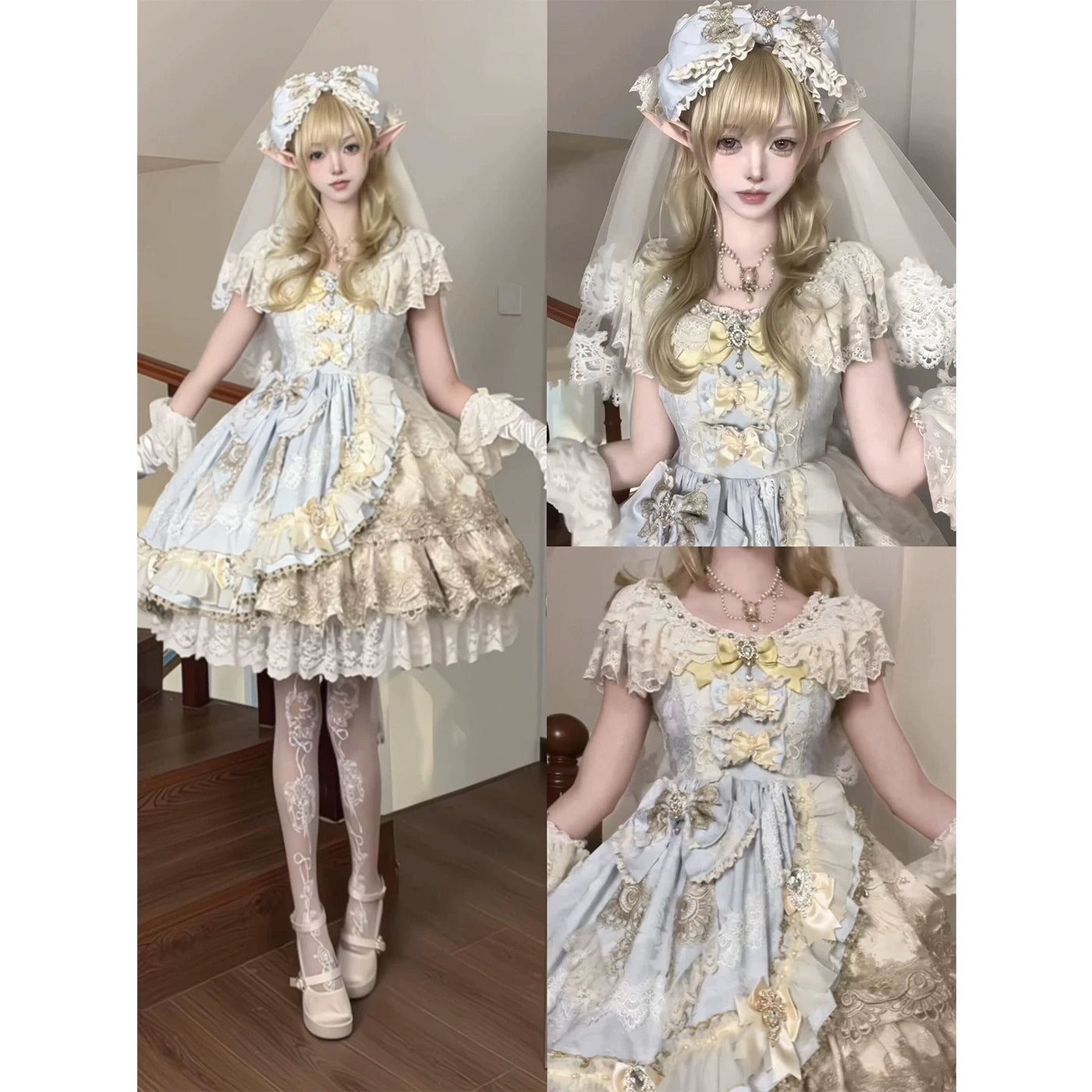 Creamy - Lolita's Heart - Lolita Dress Set with Lace Ruffles