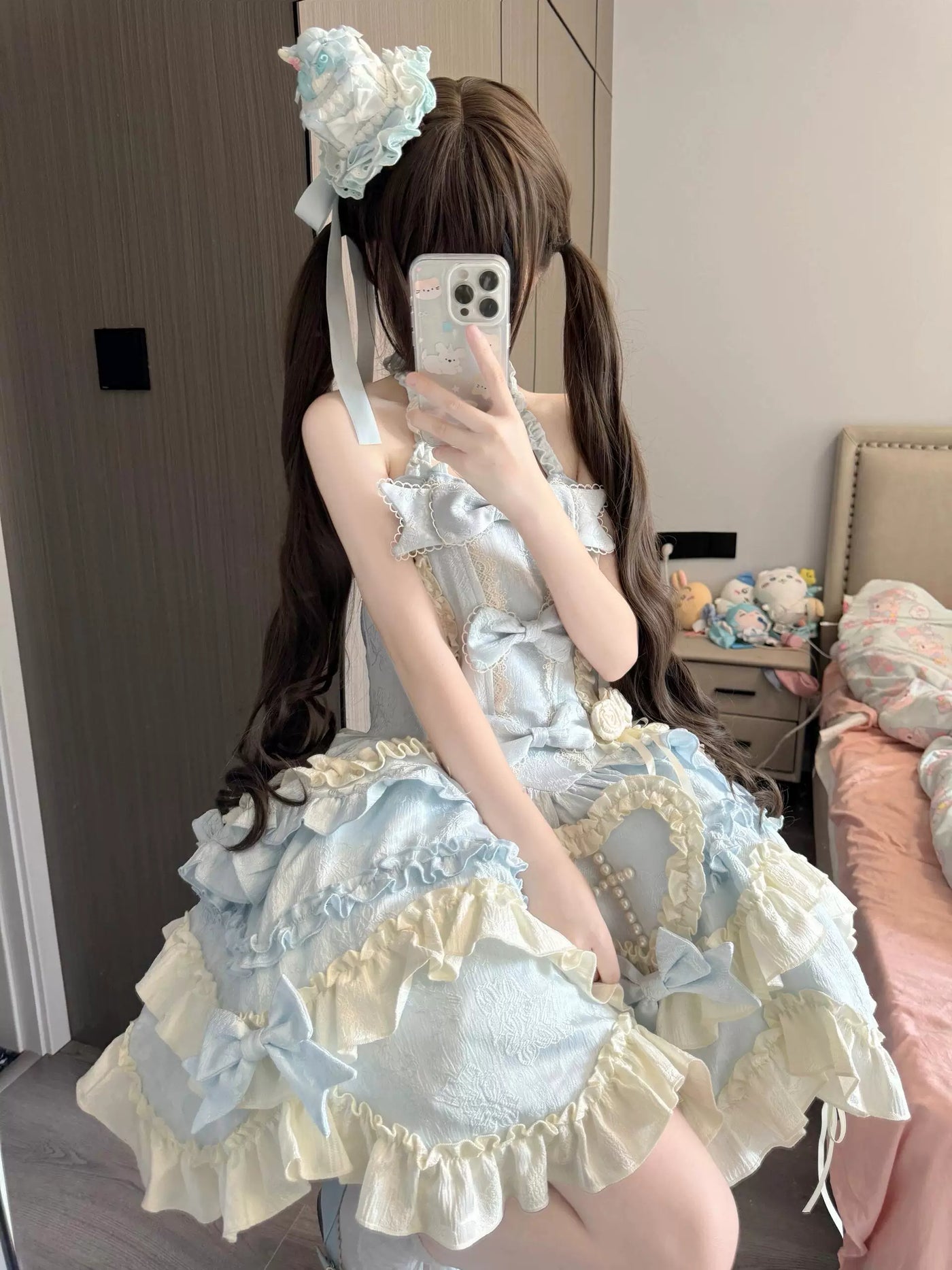Creamy - Blue Gothic Princess - Halter-neck JSK with a train