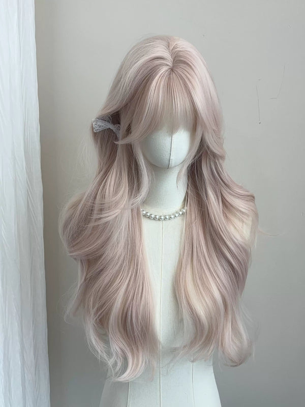 Misty pink-gold long curled wig - view 1
