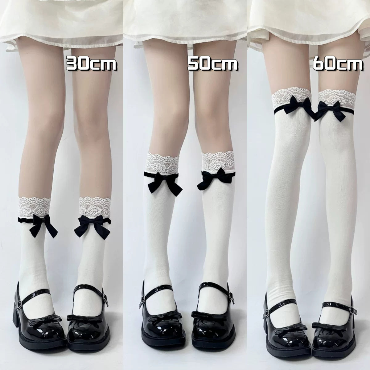 Fantasy Doll - Lace Bow - Socks with Lace Cuffs and Bow Accents