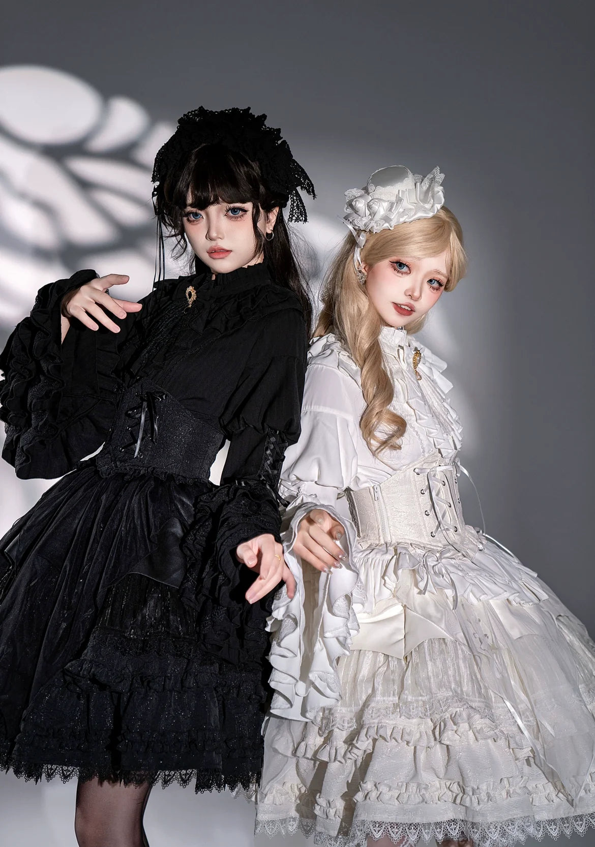 DMFS Lolita - Good and Evil Angel - Gothic Lolita SK Set, Retro Princess Sleeve Blouse
