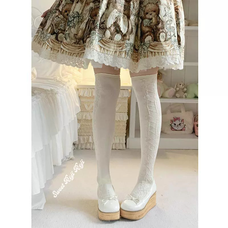 Roji Roji - Classic Lolita Socks Autumn - Mid-calf Cotton Socks Socks