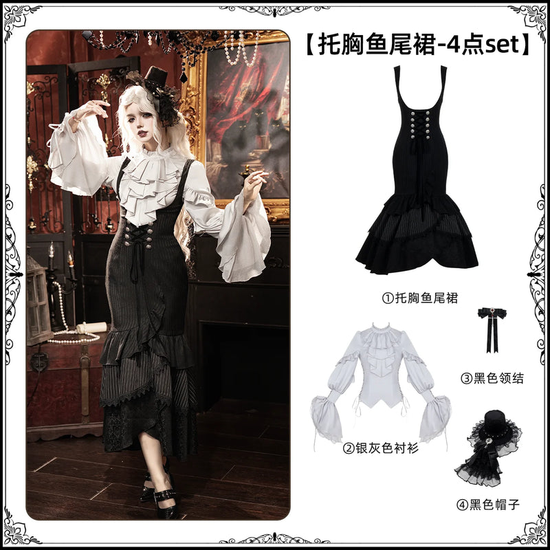 With PUJI - Night Raven - Gothic Lolita JSK Dress detail view 7