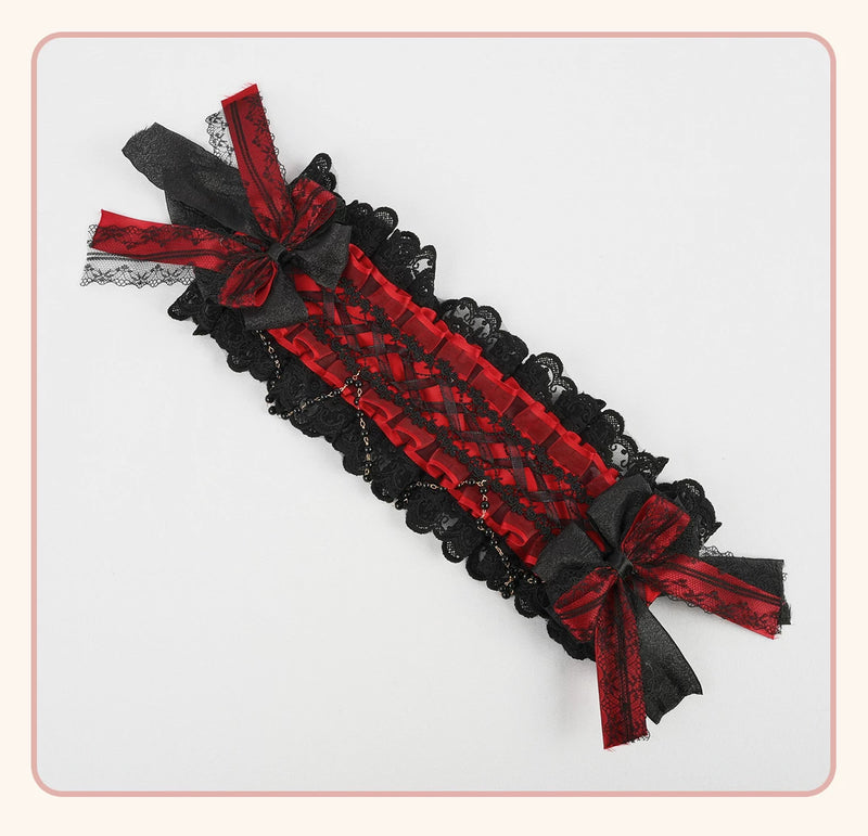Stardust Rose - Rose Covenant - Lolita Accessories with Red Roses and Black Lace